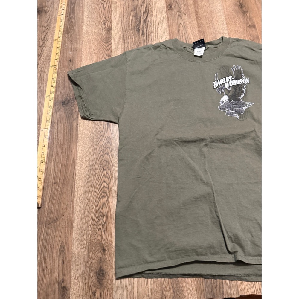 Harley Davidson T-Shirt Mens Size Large Green Short Sleeve Eagle Graphic Tee - Picture 3 of 12
